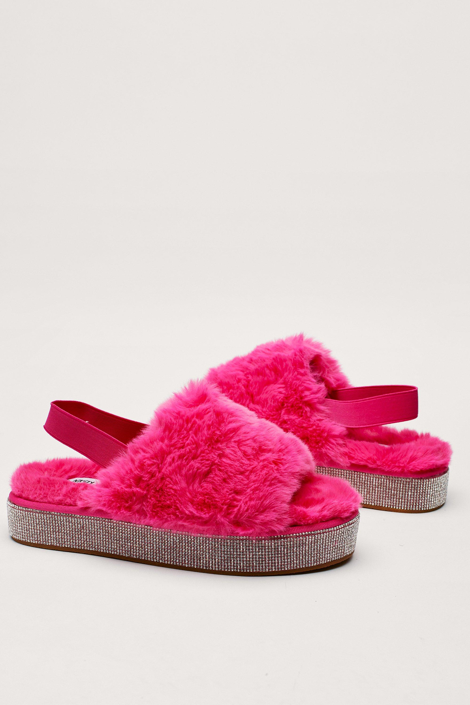 Fluffy 2025 diamante slippers